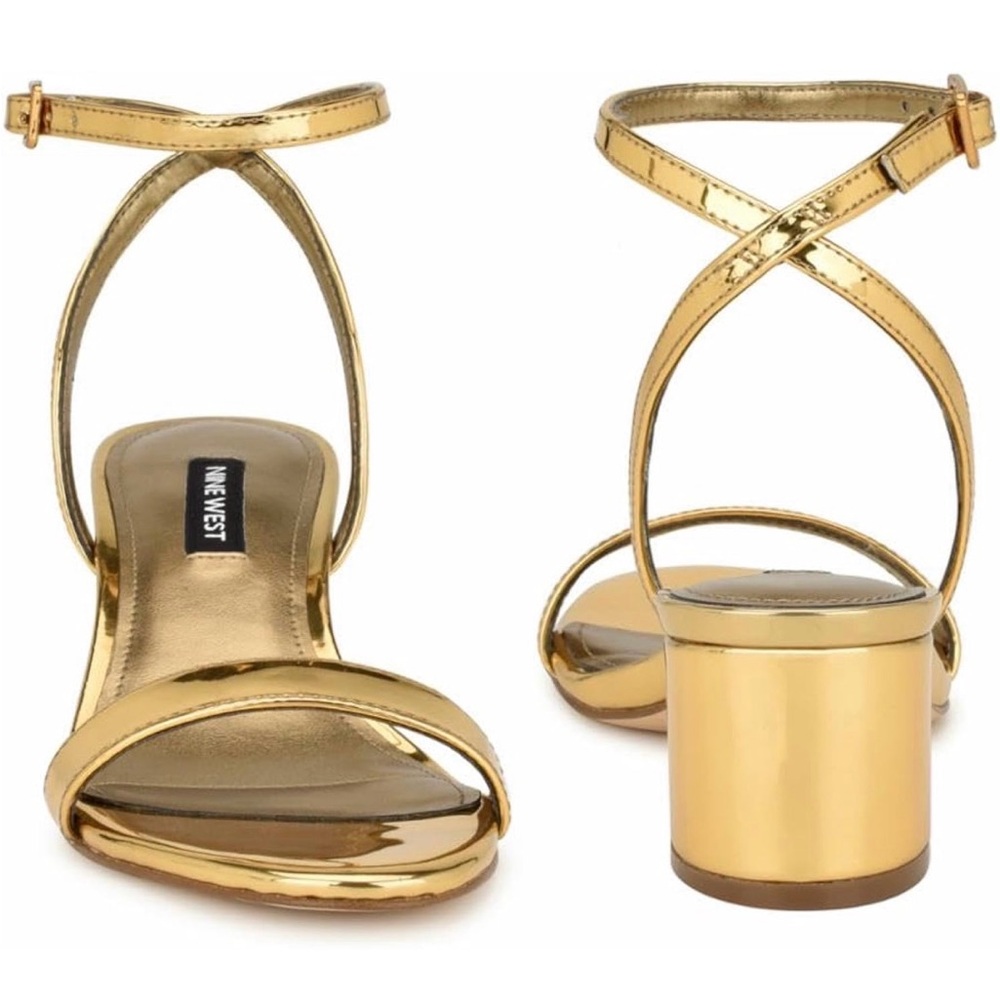 NIB Nine West Allora 3 Ankle Strap Heeled Sandal Bronze Size 7.5 - Picture 4 of 5